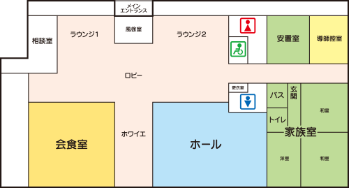 ファミリーホール本庄 館内図1F